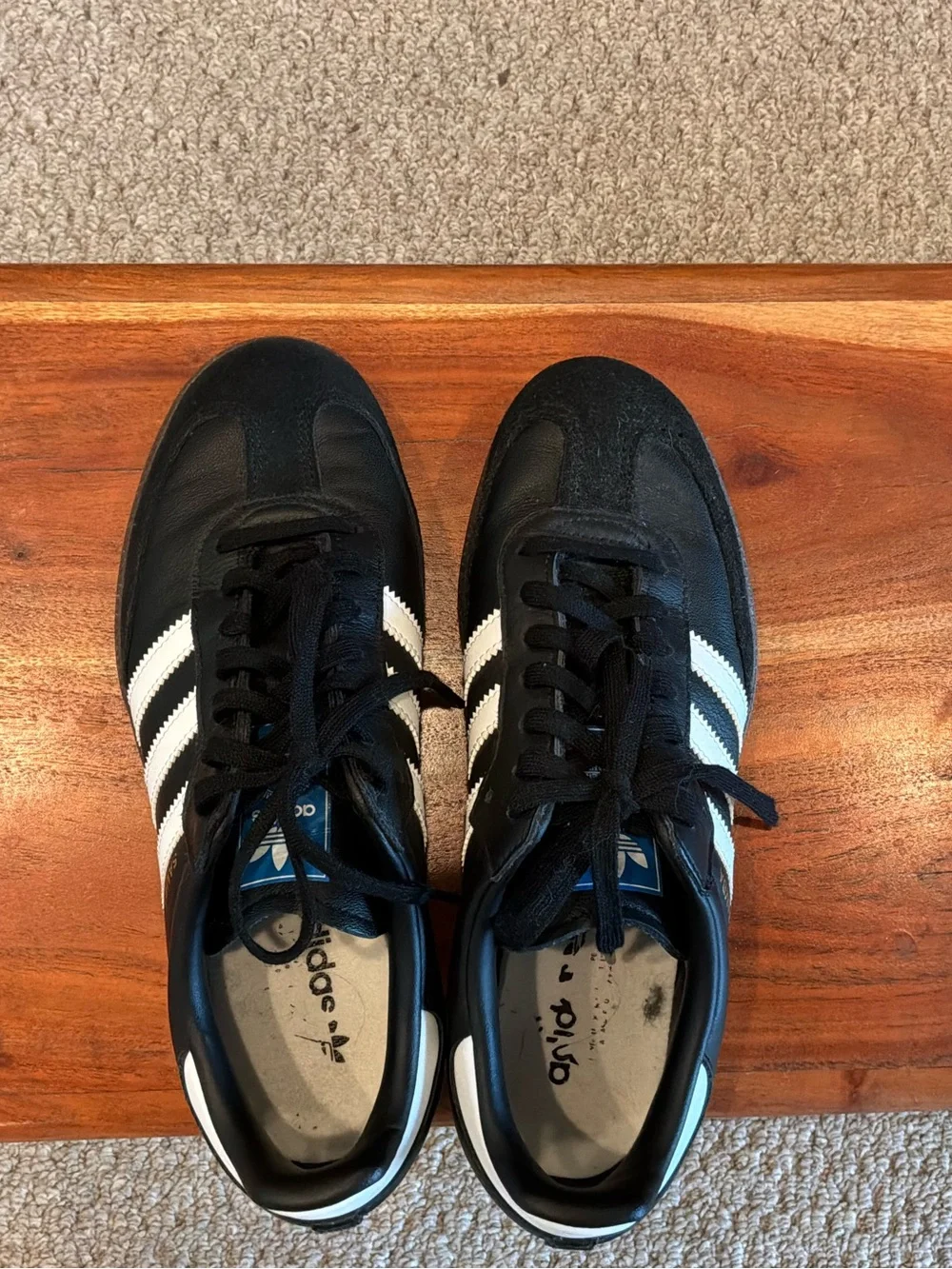 adidas Samba Black with White Stripes Casual Sneakers - Picture 4 of 4